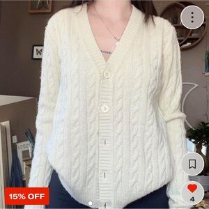 Brandy Melville Cream Cable Knit Cardigan Sweater